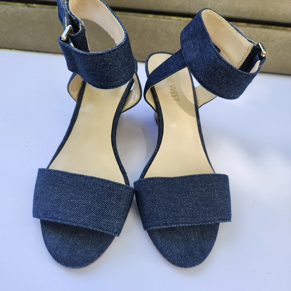 📦Nine West Riley Denim Wedge Sandal in 6- 6.5